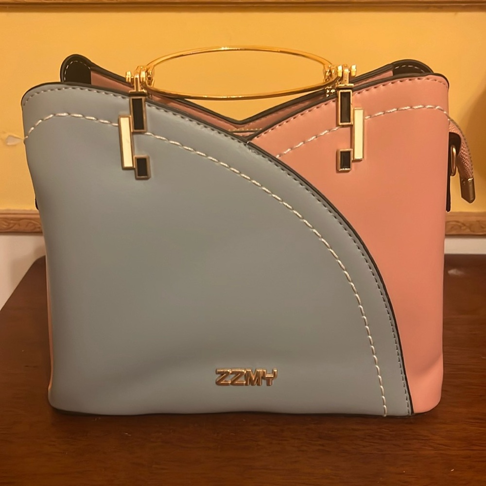 Leather purse light blue and pink very pretty